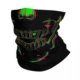 Fashion Face Masks Neck Gaiter Glitch Skull Halloween Gothic Bandana Neck Cover Printed Balaclavas Face Mask Scarf Warm Cycling Riding Unisex Adult Winter Y240425