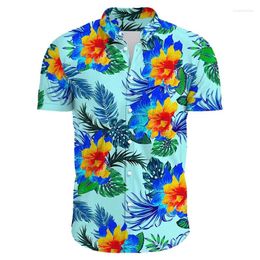 Men's Casual Shirts Summer 3D Print Floral Hawaiian Shirt Man Y2k Top Breathable Fashion Beach Vacation Short Sleeved Blouse Clothing