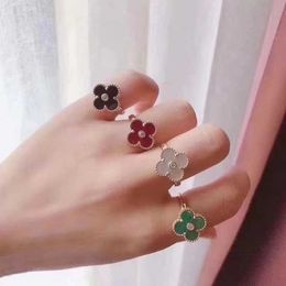 Unique ring for men and women S925 Sterling Silver Clover Ring Fashion Personalised Versatile Female Gift with common vnain