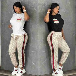 Women's Two Piece Pants Designer Cy9081 Women's Fashion Printing Two-Piece Set 3TyH