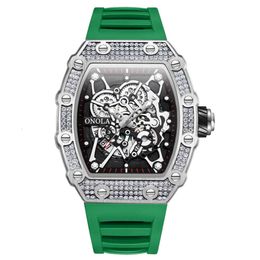 Diamante completo de alta qualidade novo Onola Fashion Waterprop Quartz Men's Watch Silicon
