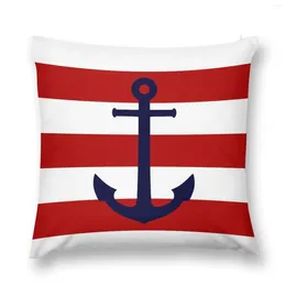 Pillow Nautical Navy Blue Anchor On Red Stripes Throw Case Christmas Marble Cover