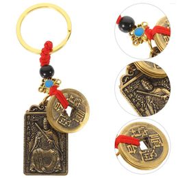 Keychains Chinese Amulet Card Keychain Copper Tai Sui Pendant Feng Shui 2024 Metal Token Tag Hanging Ornament