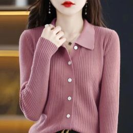 Cardigans Red Polo Winter Button Knit Tops for Woman Pink Cardigan Women's Sweater Korean Style Modern Sale Designer Clothing Aesthetic