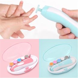 Care Electric Nail Polisher Baby Blue Powder 6piece Electric Nail Clipper Baby Nail Clipper Manicure Set Baby Newborns Baby Care Kit