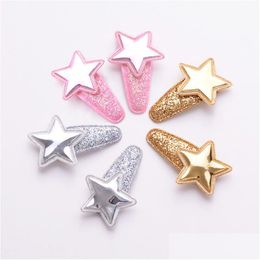 Hair Accessories Old Cobbler Ets001 Baby Clip Five-Pointed Star Flash Powder Plastic Spraying Colour Droplet Shape Candy Girl Drop Deli Otxab