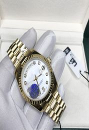 18K Gold luxury watch white dial automatic DAYDATE 36mm menwomen mechanical Glide smooth second hand watches9341431