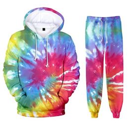 Sweatshirts Tie dye Hoodies Sport style Men/Women Hoodie+Sweatpants Sets Psychedelic Spiral Sweatshirt Hip hop Clothing