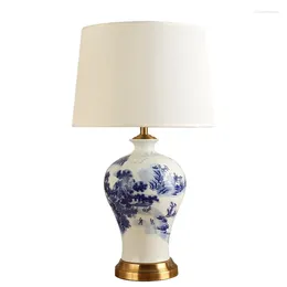 Table Lamps Blue And White Porcelain Living Room Tea Lamp American Country Retro Pastoral Handpainted Bedroom Bedside