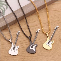 Pendant Necklaces Men Women Punk 316L Stainless Steel Guitar Hip Hop Rock Slide Music Chains Necklace No Fade Jewelry Me