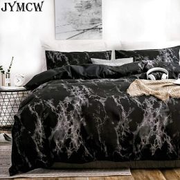sets Modern marble printed feather pillowcase & duvet cover, bedroom bedding set, single double queensize kingsize bed (no sheets)