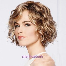 Genuine hair wigs online store Womens wig split short curly mixed Colour fluffy COS full head