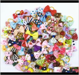 Apparel Supplies Home Garden Drop Delivery 2021 100 PiecesLot Cute Ribbon Pet Grooming Aessories Handmade Small Dog Cat Hair 2422552