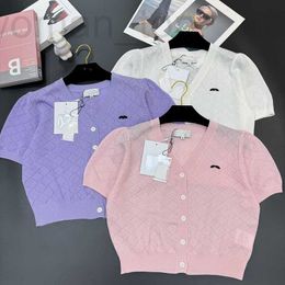 Frauen-T-Shirt-Designer 24 Sommer neuer kleiner duftender Wind Diamantplaid Einfaches und modisches Alter, das gestrickte Kurzarm-Strickjacke für Frauen sc5z reduziert wird