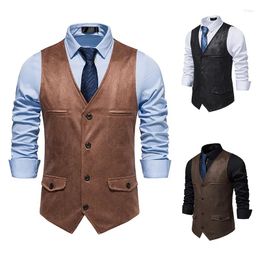 Men's Vests Fashionable European And American V-neck Suede Single Breasted Jacket Vest For Foreign Trade