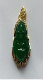 Natural Chalcedony Green Buddha Good Luck Pendant Ship ping H35127236