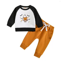 Clothing Sets Kid Boys And Girls Set Autumn Winter Cute Cartoon Print Round Neck Long Sleeve Pants Party Birthday Clothes 2 Years