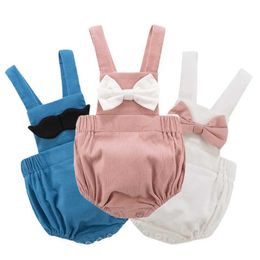 Rompers Baby Romper Newborn Baby Girl Boy Summer Clothes Casual Baby Sleeveless Bow Jumpsuits Toddler Playsuit One piece H240425