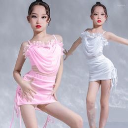 Stage Wear Children's Latin Dance Performance Hanging Strap Practise Dress Daughter Tong Open Back Sleeveless Summer Season