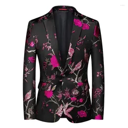 Men's Suits Plus Size 6XL-M Mens Luxurious Jacquard Floral Suit Jacket Wedding Banquet Party Dress Singers Tuxedo Slim Fit Blazers Coat