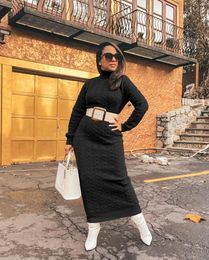 Casual Dresses COZOK 2024 Winter High-end Sweater Dress Sweet Solid Young Sexy Turtleneck Full Sleeve High Waist Women Long Pencil