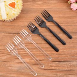 Forks 100Pcs Plastic Utensils Dessert Tableware Disposable Cutlery Fork Birthday BBQ Party Supplies Fruit Cake Snack