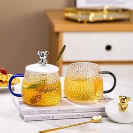 Tumblers Bear Hammer Glass Milk Cup birds Nest Clear Coffee Tea Juice Heat Resistant H240425