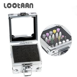 Bits LOOTAAN 25 Slots Aluminium Nail Art Grinding Head Container 4 Colour Drill Bit Stand Display Rack Displaying Storage Box Nail Tool