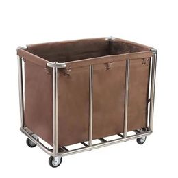 Commercial Rolling Laundry Cart with Waterproof Lining Basket Heavy Duty Stainless Steel Frame Smooth Moving Wheels Versatile 240424