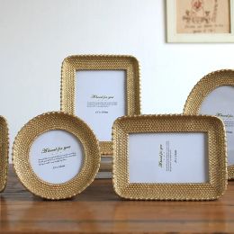 Frames Vintage European Style Golden&Sliver Round Photo Frame Home Family Decorn Resin Picture Frame Creative Wedding Birthday Gifts