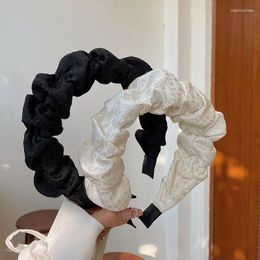 Hair Clips French Black White Print Pleated Hoop Elegant Trendy Floral Headband Simple Luxurious Hairclip For Women Accessories