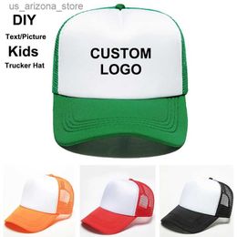 Ball Caps Custom printed summer adjustable foam truck driver hat father hat children truck driver hat boys girls mesh hat school sports glasses Q240425