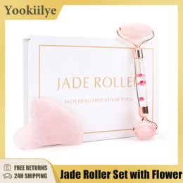 Massager Slimming Face Massager Rose Quartz Roller Natural Jade Facial Massage Roller Stone Skin Massage Face Massager Lifting Tool