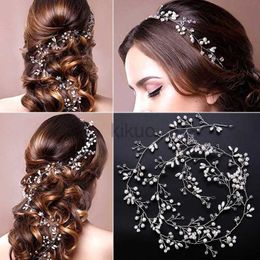 Wedding Hair Jewellery 50/100/150cm Fashion Handmade Crystal Pearl Wire Vines Hairband Wedding Hair Jewellery for Brides Wedding Hair Accessories d240425