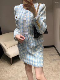 Women's Jackets Elegant Style Jacket Fashionable And Sweet Age Reducing Tassel Fringe Striped Plaid Slim Fit