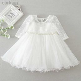 32HW Girl's Dresses New Baby Girl Dress Baptism Dress White Lace Infant Baptism Birthday Party Wedding Princess Dress Baby Clothing 0-24M d240425