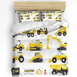 sets Excavator Car Vehicle Road Sign 3pcs Bedding Set For Bedroom Double Bed Home Textile Duvet Cover Quilt Cover Pillowcase