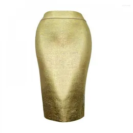 Skirts 2024 Silver Gilding Bandage Skirt Mid-Length European And American Fashionable Elegant Women's Hip