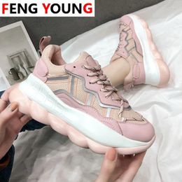 Fitness Shoes Woman Vulcanised Female Running Sports Old Dad Sho 2024 Women Platform Sneakers Chunky Fashion Pink Lace Up