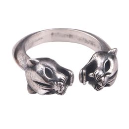 BOCAI Real S925 Silver Jewelry Accessories Leopard Head Man Ring Personalized Retro Adjustable Holiday Gifts 240420