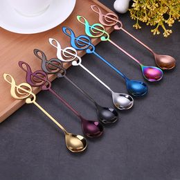 Stainless Steel Coffee Stirring Spoon Musical Note Mug Teaspoons Music Bar Ice Cream Creative Gift Kitchen Tableware 240422