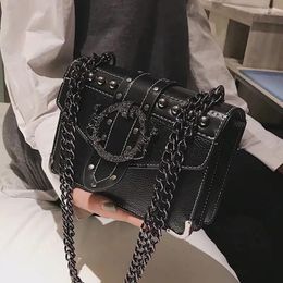 Shoulder Bags Fashion Female Square Bag High Quality PU Leather Women's Designer Handbag Rivet Lock Chain Messenger Pocket