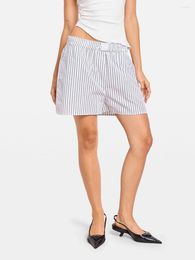 Women's Shorts Women S Pyjama Stripe Elastic Waist Loose Comfy Sleep Summer Casual Bottoms