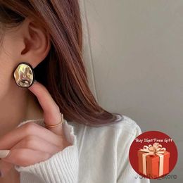 Dangle Chandelier Fashion Simple Irregular Pleated Geometric Stud Earrings for Women Gilrs Korean Shiny Mirror Surface Statement Earring Jewellery