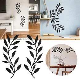 Decorative Figurines Black Leaf Wall Decoration Metal Olive Hanging Baking Paint Art Brick Paper Sticker And Stick