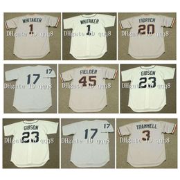 Kob Vintage 1 Lou Whitaker Jerseys 20 Mark fidrych 6 AL KALINE 23 KIRK GIBSON ALAN TRAMMELL 45 Cecil Fielder 8 RON LeFLORE Retro Baseball