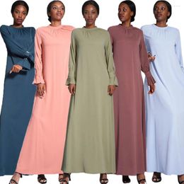 Ethnic Clothing Solid Color Abayas For Women Muslim Long Sleeve Maxi Dress Dubai Turkish Robe Kaftan Islamic Jalabiya African Dresses Abaya