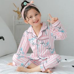 Children Pajamas Sets Cotton Spring Kids Cartoon Homewear Suit Girls Casual Long Sleeve Christmas Pyjamas Set Sleepwear 240408