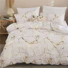 sets Marble Hot Stamping Double Duvet Cover Set 220x240 Luxury King Size Bedding Set Queen Comfortable Quilt Cover and Pillowcase