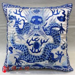 Pillow New Chinese Embroidered dragon Pillow Cushion Cover 5color